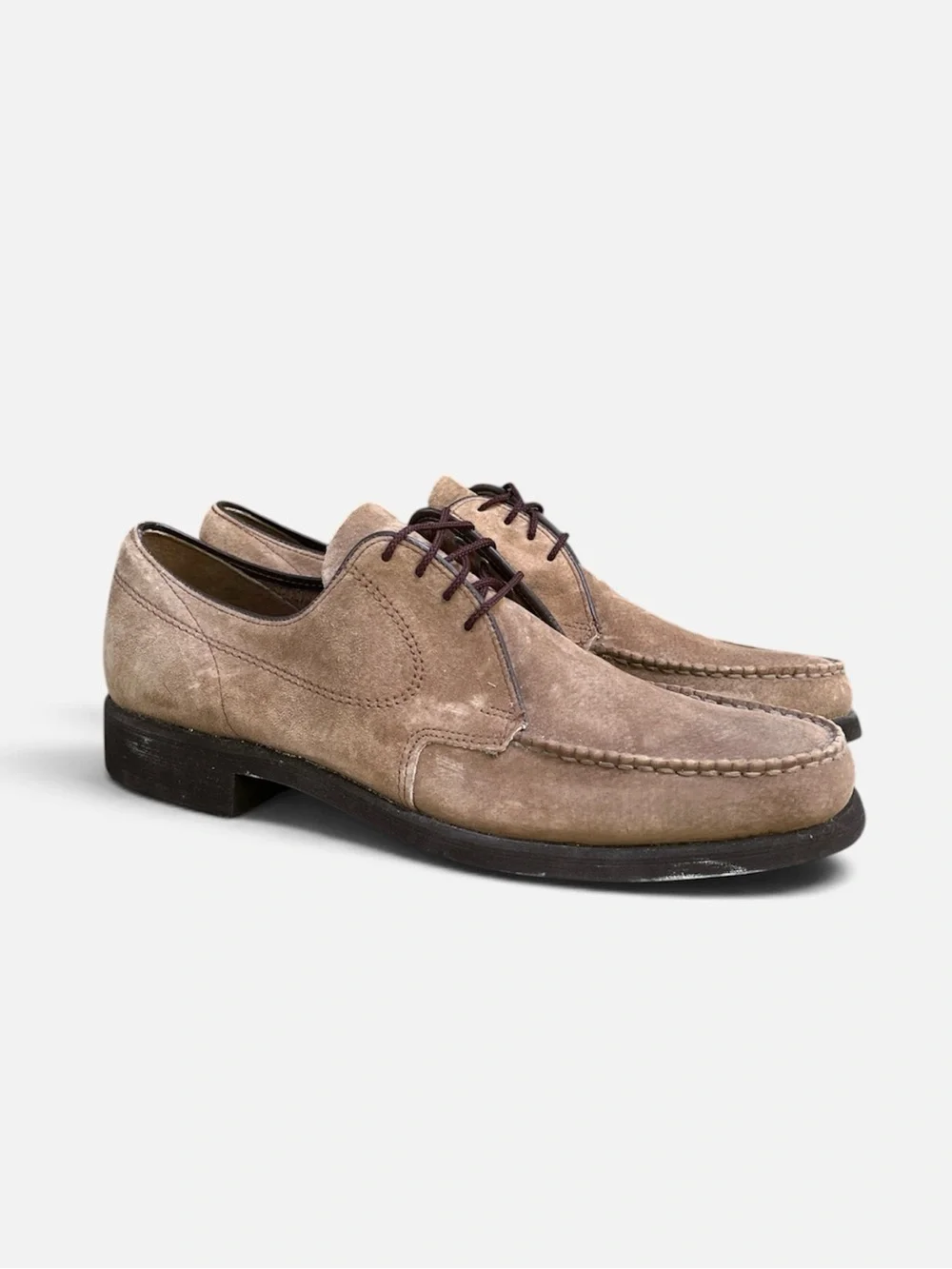 Hush Puppies Vintage Tan Suede Moc Toe Oxfords Derby Shoe Men’s Sz 12M